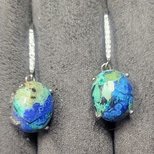 Sterling Silver Blue-Green Chrysocolla Drop Earrings
